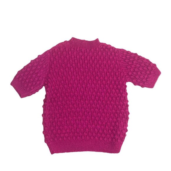 Sweater Women’s Small Pullover Knit Magenta Short Sleeve Mock Neck - Picture 1 of 8